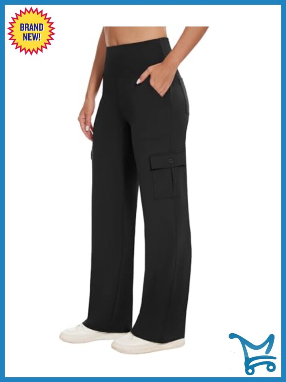 High Waist Wide Leg Yoga Cargo Pants with Pockets Stretch Active Pants